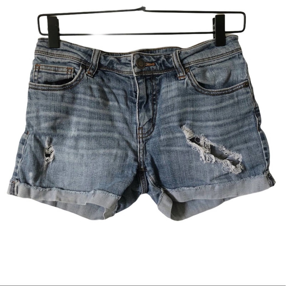 Eunina Distressed Blue Denim Jean Shorts